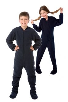 Navy-Blue Fleece Kids Footed Pajamas for Boys & Girls